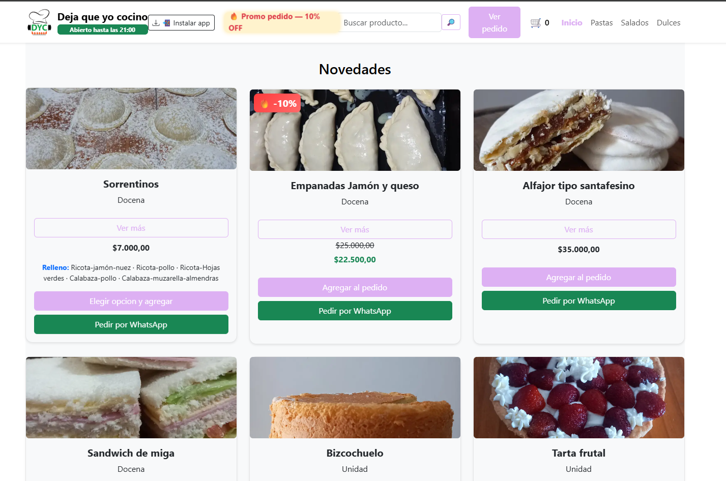 Web catalogo gastronómica